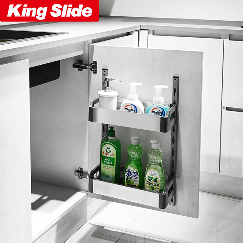 KingSlide布鲁姆不锈钢橱柜双层门板挂篮水槽柜双层工具清洁品篮