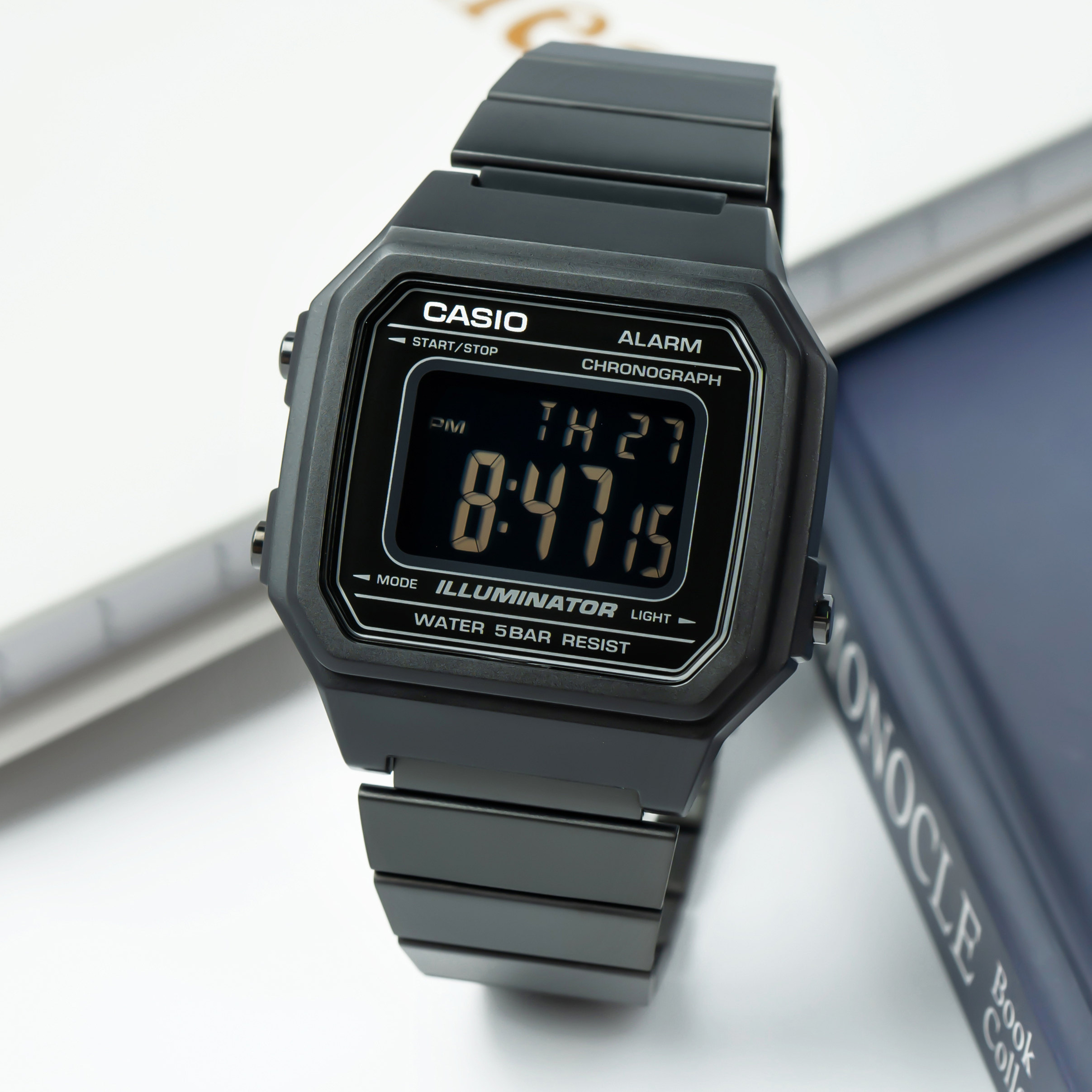 卡西欧男女手表黑武士电子表复古反显b640/b650wb-1b/wc/wd/5a/1a