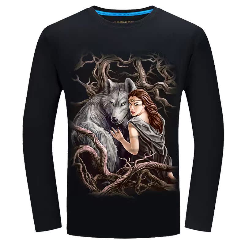 Spring 3D Long sleeve T-shirt Beauty Large personality printing T-shirts T-shirt Youth Easy clothesin the Men's clothing, T-shirt category - from Buy2taobao.com to provide professional Taobao agent buy service