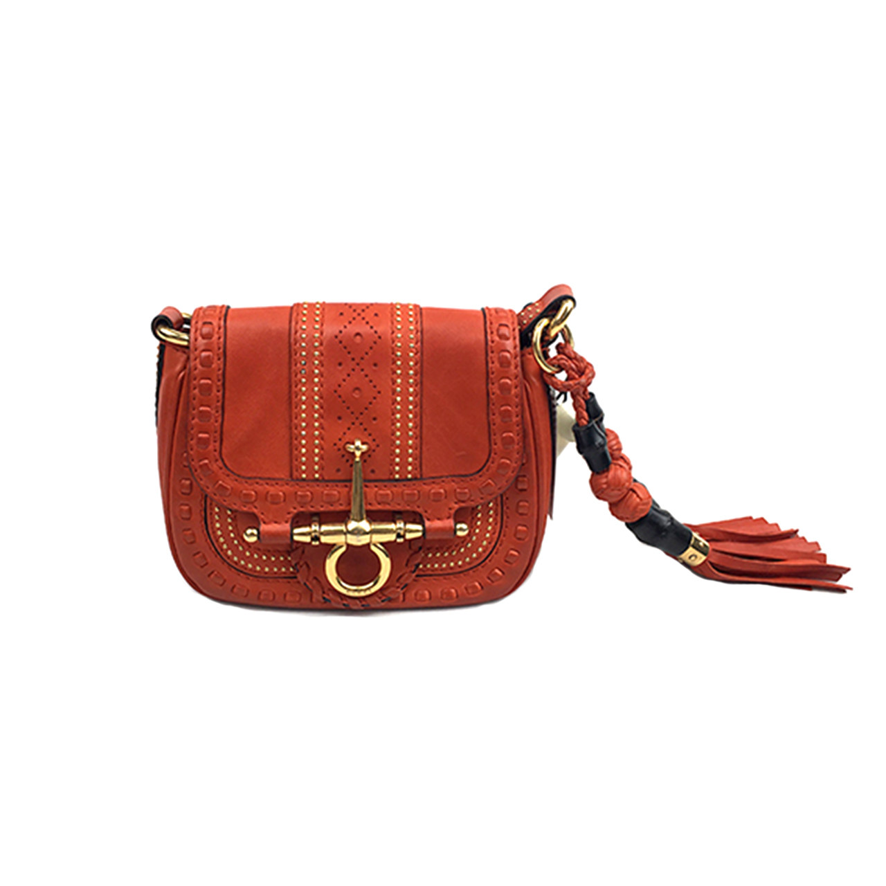 【9.5新】 gucci桔色流苏斜跨小包