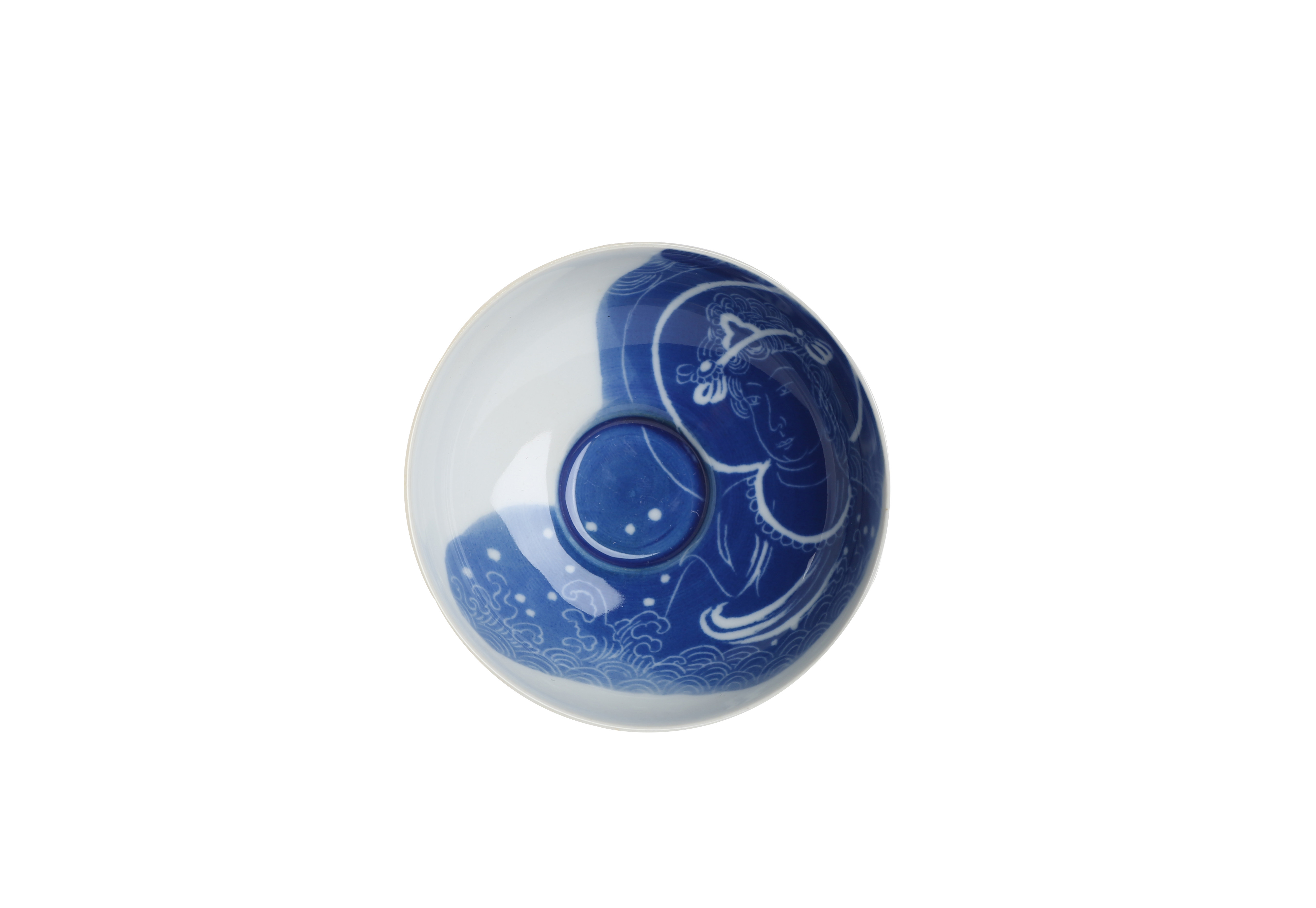 【溪川集】青花混水扒花佛像对杯