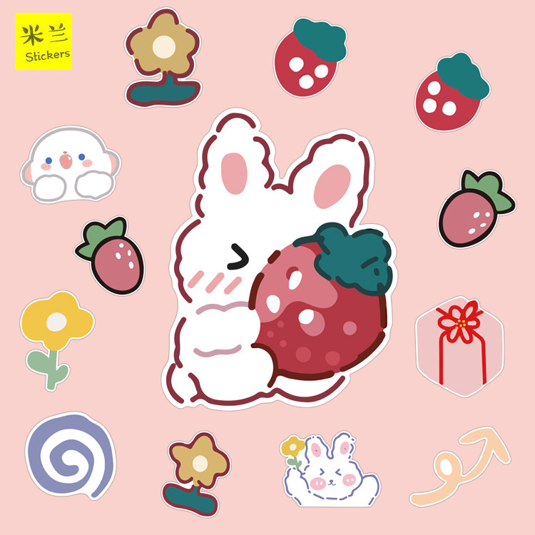 一折旅行箱贴纸 韩国_韩国ins草莓花朵行李箱旅行箱贴纸防水 ipad