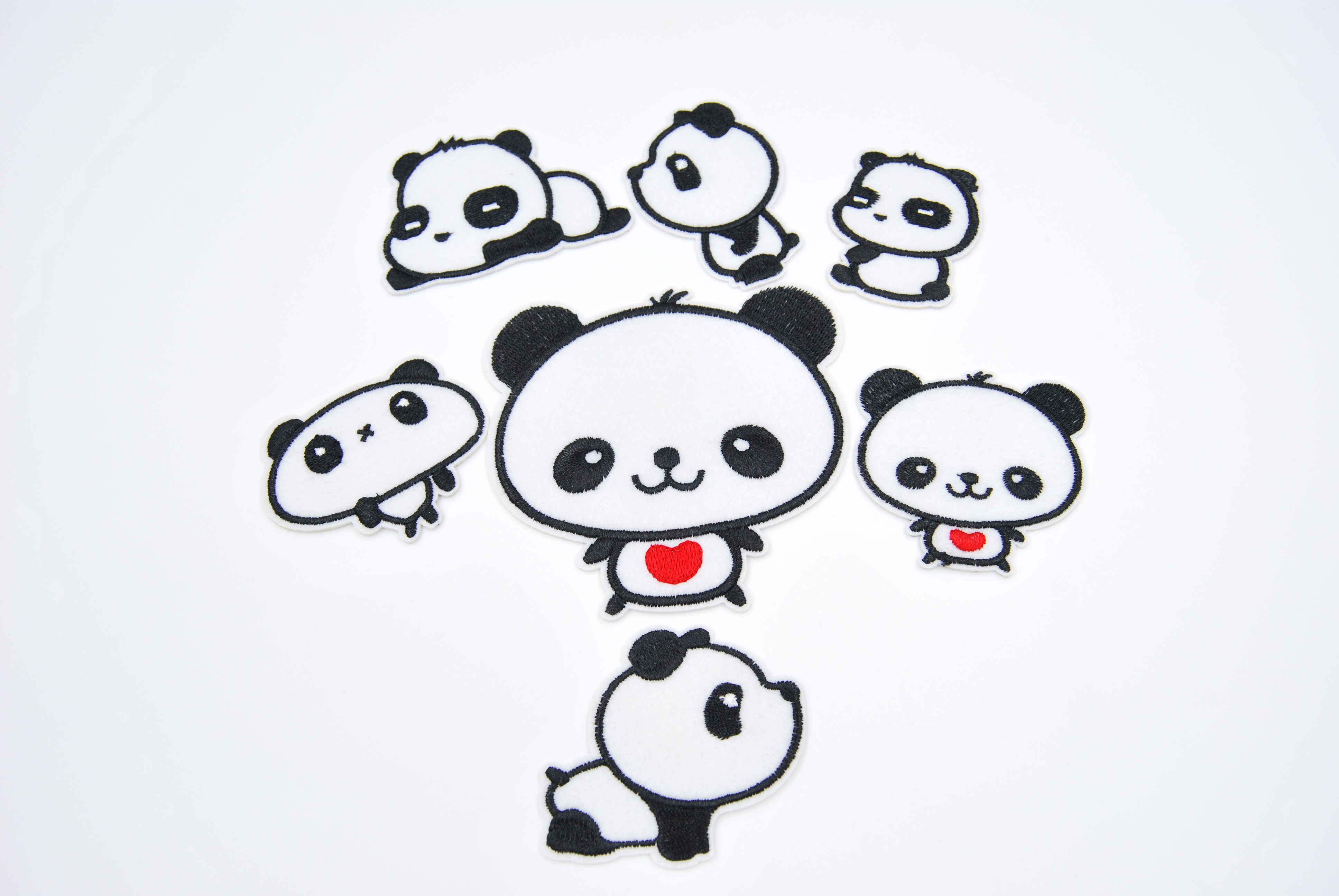 精致熊猫家族刺绣布贴衣物修补破洞贴diy背包手账装饰