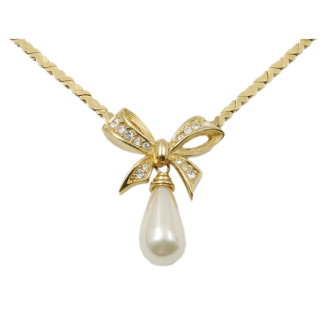 [9.8新]迪奥dior女士项链金色合金镶水钻蝴蝶结