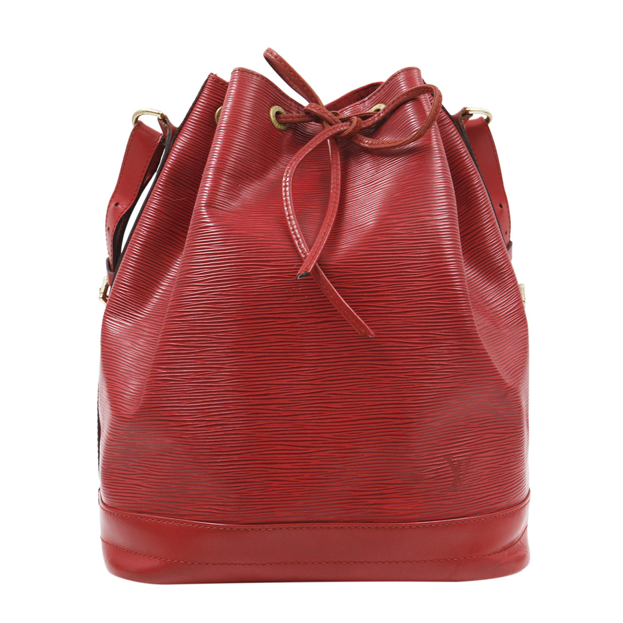 [8.5新]路易威登lv女士单肩包红色epi皮革水桶包