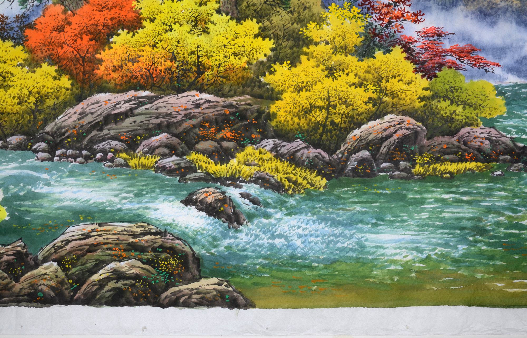 德润古今朝鲜名家山水画专场 (朝鲜)李明《山村的秋天》中央美术创作