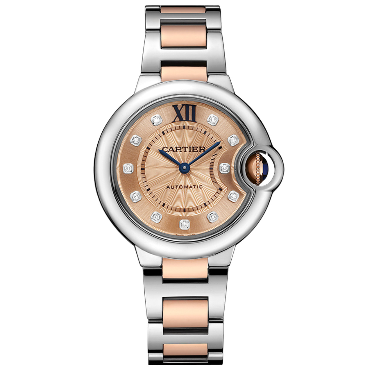 [9.9新]卡地亚自动机械女表蓝气球系列玫瑰金钢镶钻