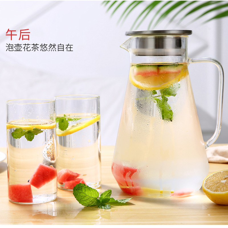 高硼硅耐高温防爆玻璃水壶家用大容量1.5L果汁凉白开茶壶冷水壶