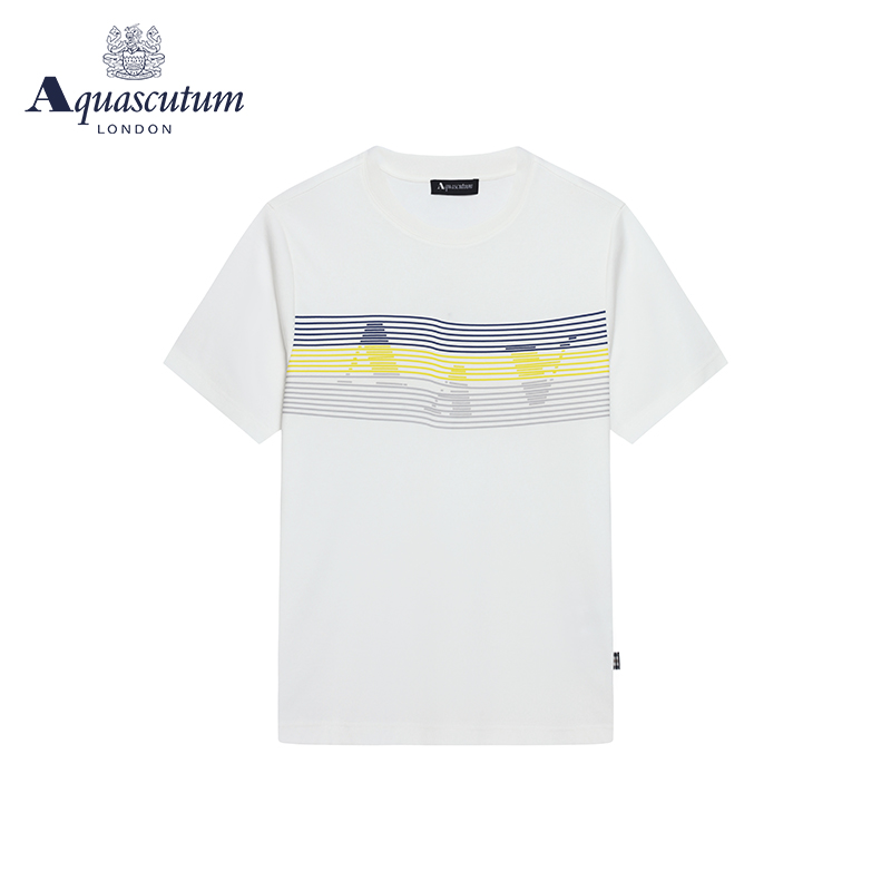 Aquascutum/雅格狮丹春夏新品男士休闲纯棉圆领短袖T恤Q4770EM021