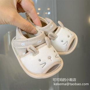 夏季婴儿宝宝凉鞋0-1岁软底学步卡通新生儿百天周岁布鞋不掉鞋