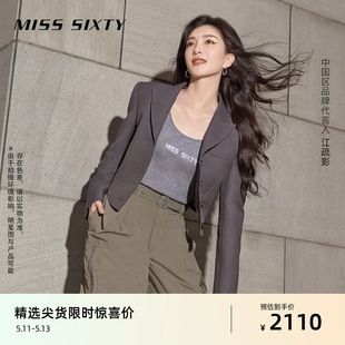 江疏影同款Miss Sixty2024春季新款呢外套女气质高级感垫肩含羊毛