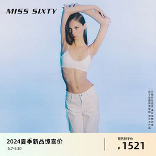 Miss Sixty2024夏季新款白色牛仔裤女低腰复古美式工装显瘦直筒裤