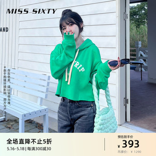 Miss Sixty时尚卫衣女连帽短款休闲轻运动风美式街头宽松