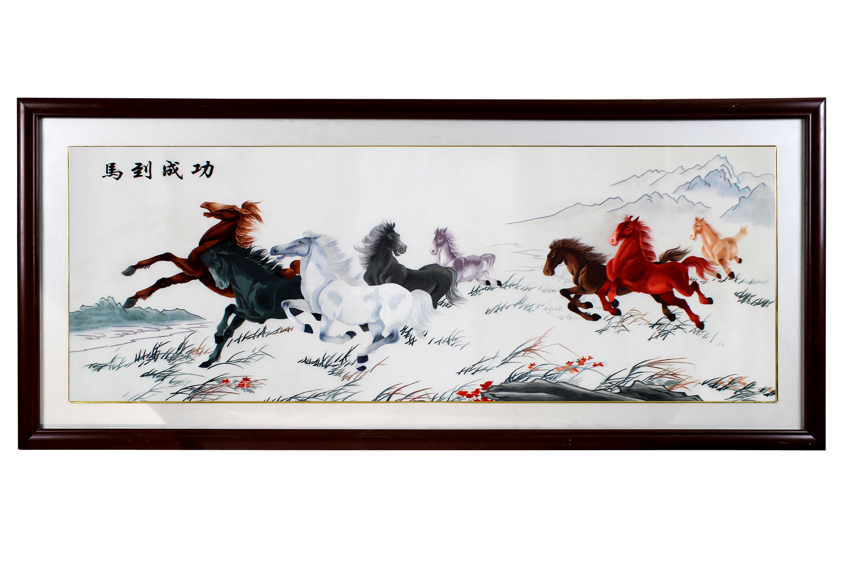 国家非遗 文化礼品 家居装饰画 纯手工刺绣【马到成功】