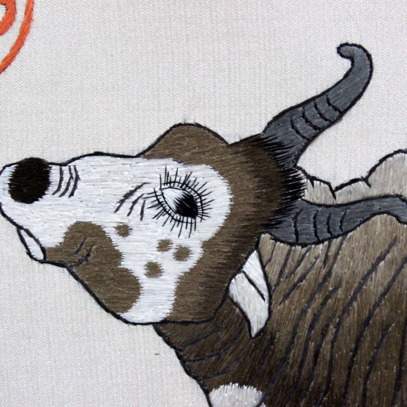 手工刺绣精品五牛图 开封汴绣装饰画名画 特色工艺品礼品