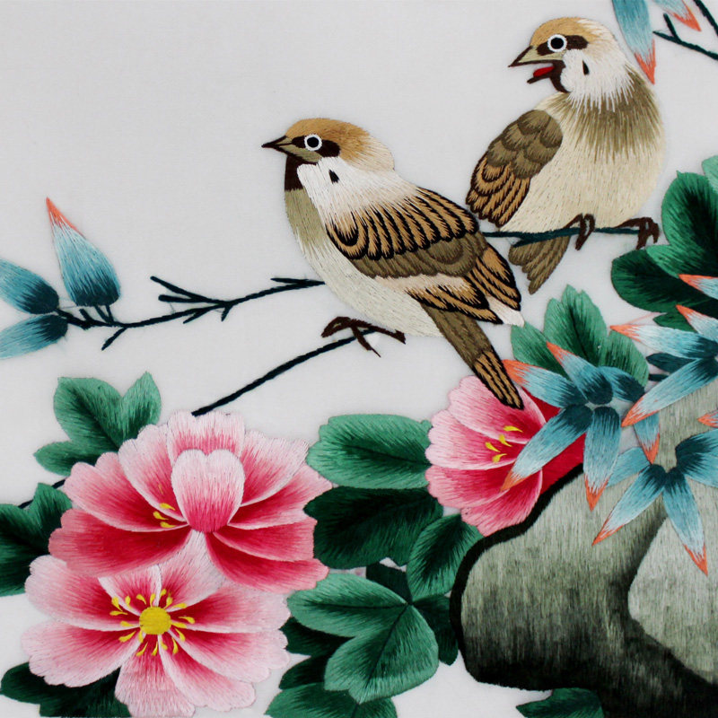 手工刺绣精品花鸟图 开封汴绣装饰画特色工艺品礼品