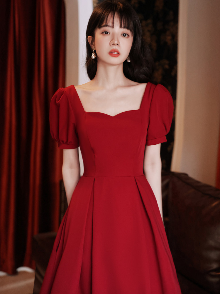 敬酒服新娘红色结婚小个子在逃订婚礼服连衣裙女回门平时可穿公主