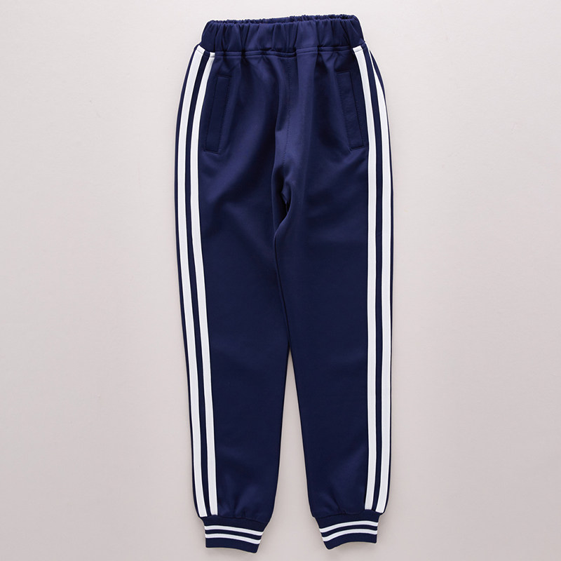 小学生校服裤子男春秋白条两道杠校裤女初高中生运动长裤收口束脚