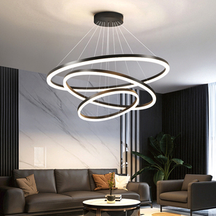 北欧客厅吊灯创意餐厅灯具现代简约大气款意式极简圆环形主卧室灯
