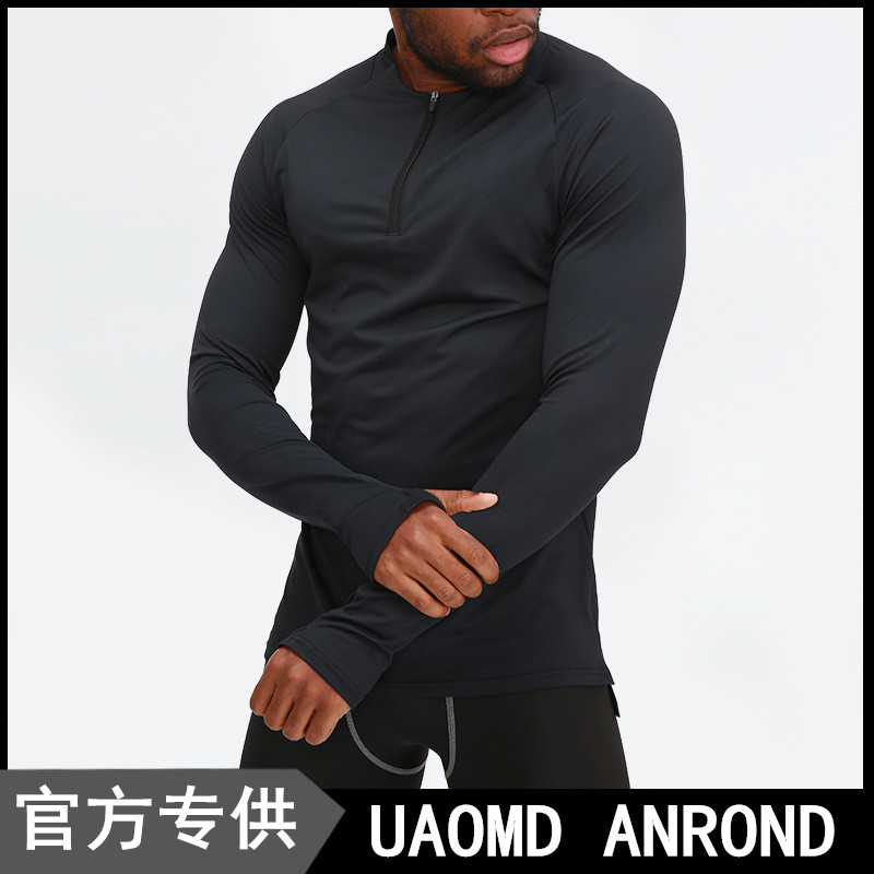 UAOMD ANROND/UA长袖健身衣弹力跑步开衫运动T恤速干套指紧身衣男