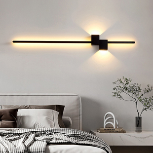 极简长条壁灯卧室床头灯创意现代客厅格栅沙发电视背景墙充电壁灯