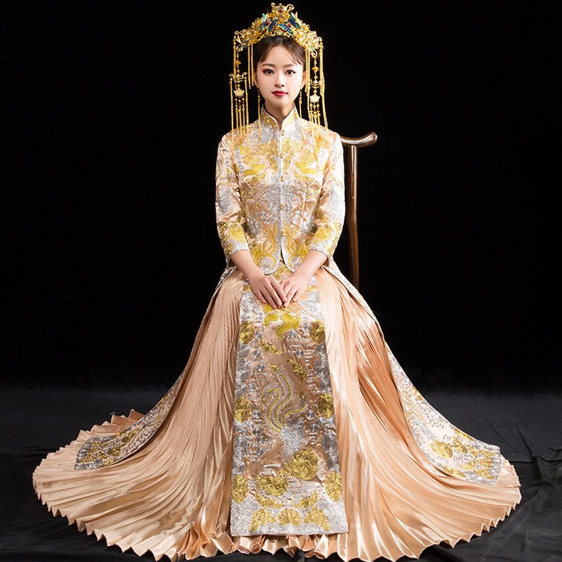 秀禾服新娘2019新款结婚复古中式礼服嫁衣敬酒服婚服龙凤褂夏季