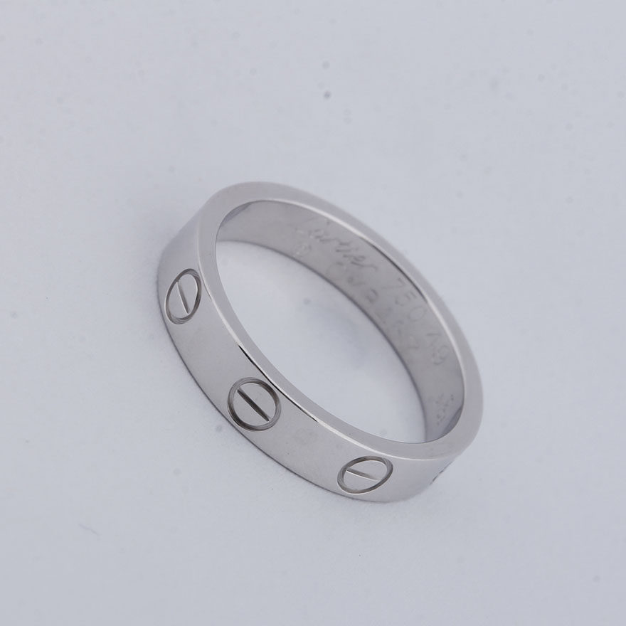 [9.5新]卡地亚cartier中性750白金戒指49#3566