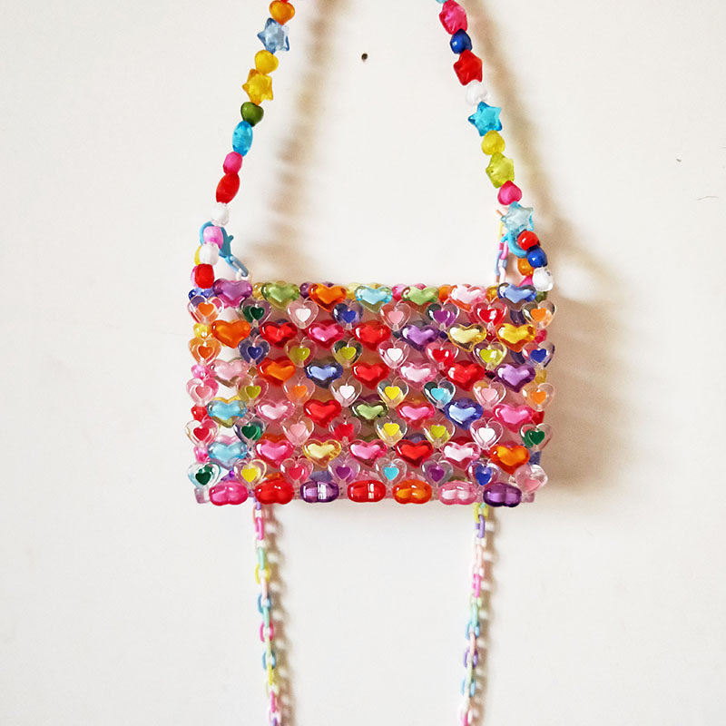 巴尼兔原创定制包包包包女爱心串珠diy材料手提包手工编织礼物自制