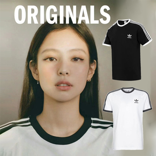 阿迪达斯短袖jennie同款adidas三叶草T恤女 GN3494珍妮夏2024新款