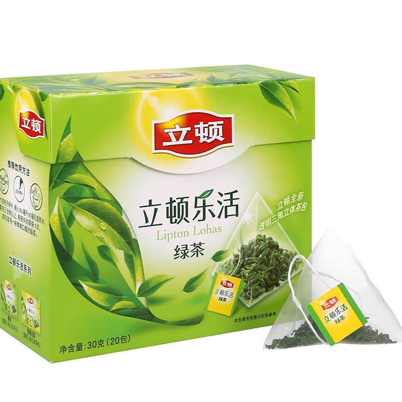 t立顿乐活绿茶透明三角茶包袋泡茶冲泡茶叶20包(原价:26.90元)