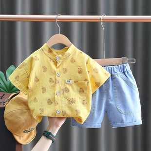 男童短袖套装夏季2024新款1一2-3岁男宝宝两件套儿童夏装网红童装