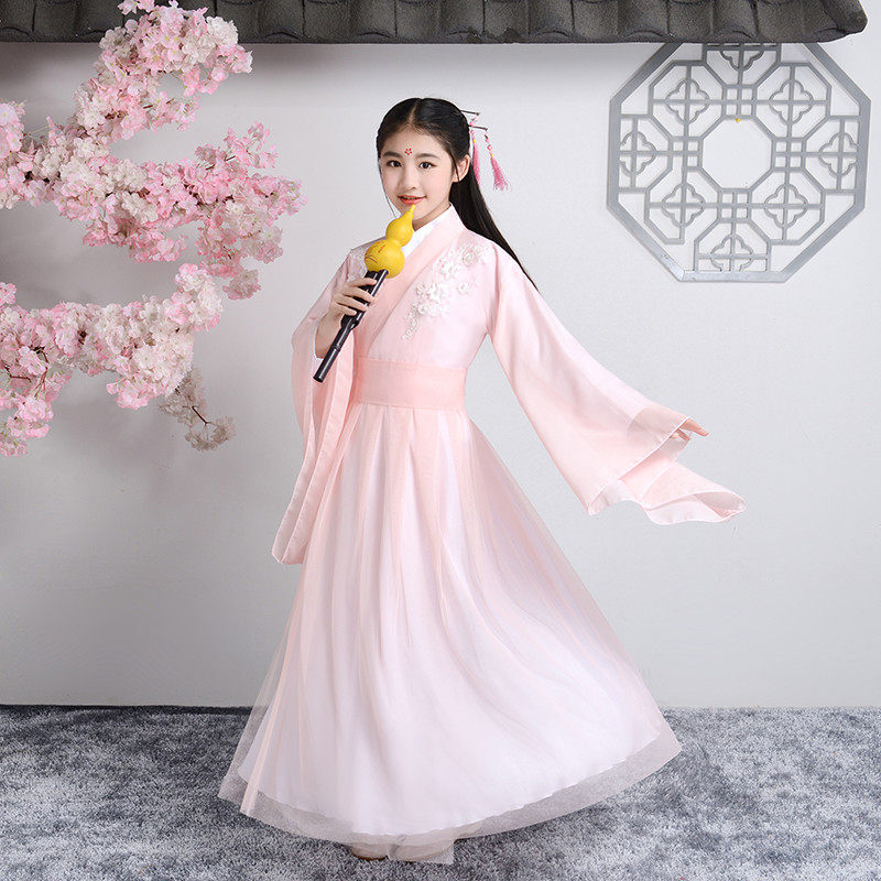 新品儿童成人古装汉服仙女飘逸中国风广袖纱裙香蜜沉