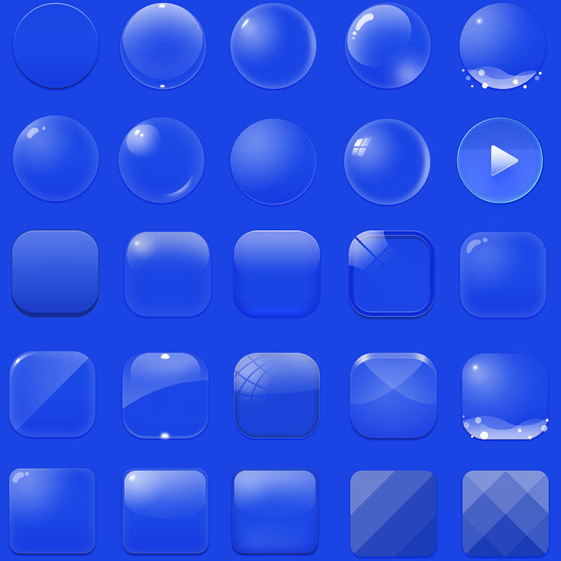 透明半透明磨砂玻璃毛玻璃质感材质按钮button图标ps分层设计素材