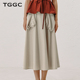 TGGC/台绣夏季女士半身裙2024新款宽松挺括简约显瘦设计A字长裙子