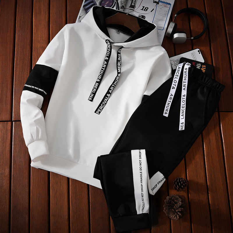 trousers Sweater Long sleeve Two piece set coat Korean Edition Trend Easy Harbor Wind les Shuai T College Style ins Hip hopin the Men's clothing, Sweater category - from Buy2taobao.com to provide professional Taobao agent buy service