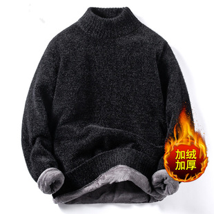 半高领毛衣男士新款加绒加厚保暖雪尼尔韩版潮流个性秋冬季针织衫