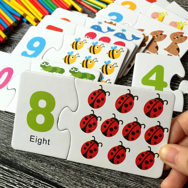幼儿园儿童认识数字配对卡片 宝宝益智早教学习玩具数数棒3456岁