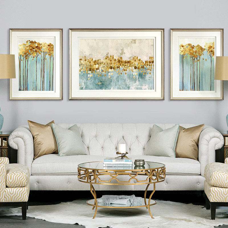 简约美式现代客厅沙发背景墙装饰画简美壁画简欧轻奢欧式抽象挂画