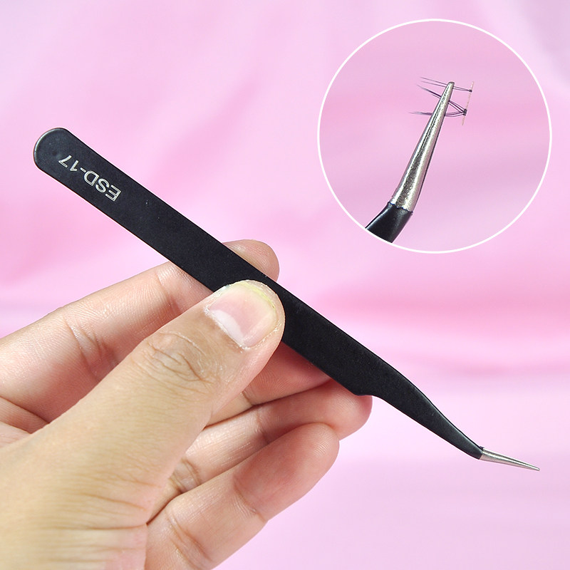 不锈钢小镊子细尖头黑色睫毛镊子
