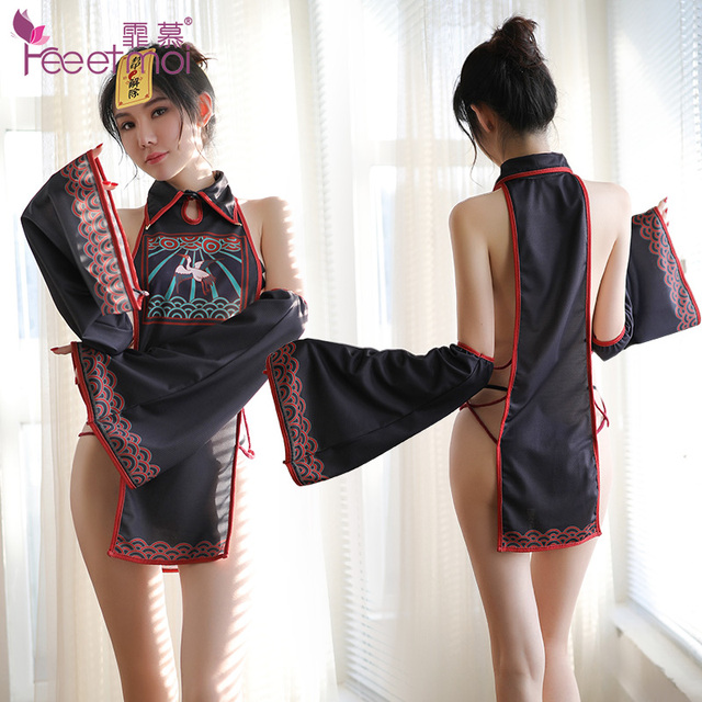 古典美人僵尸衣服cosply服装女性感封印乳贴仙鹤官服镂空情趣衣服