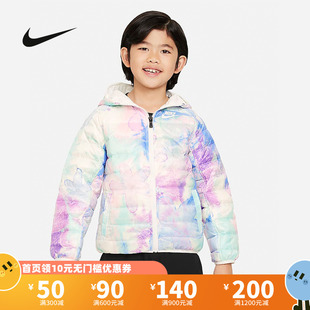 Nike耐克2023年冬季新款男童幼童印花双面穿羽绒服夹克保暖FZ6455