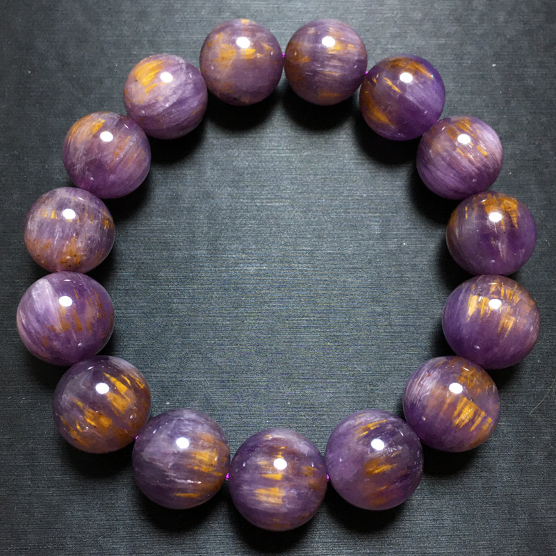 天然极光23紫钛手链千层聚宝盆手串金字塔红幽灵金黄板钛晶饰品