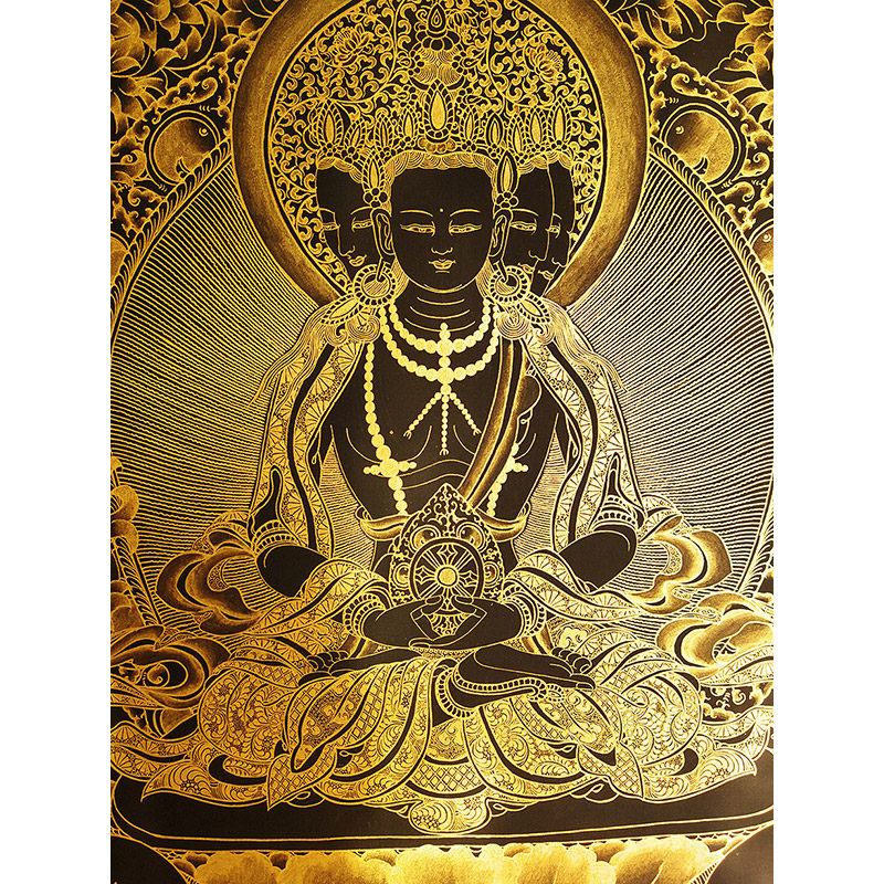 混合金黑金大日如来多尊唐卡(1139) gyamcho lama作品