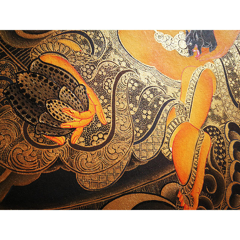 混合金黑金彩绘五姓财神多尊唐卡(1184) kamal lama作品