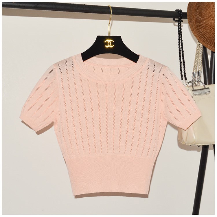 2020 summer Korean Edition Self cultivation Elastic force have cash less than that is registered in the accounts knitting Paige Length Show thin Navel jacket Solidin the Women's clothing/Boutique , T-shirt category - from Buy2taobao.com to provide professional Taobao agent buy service