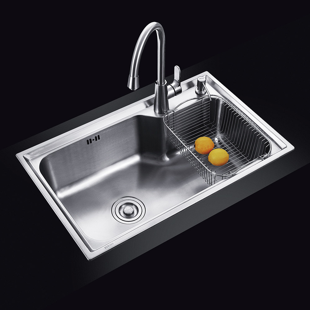 诺帝玛mt7545家用厨房拉伸水槽单槽洗菜盆配沥水篮洗碗池