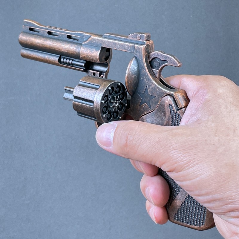 蟒蛇侧开左轮砸响炮全金属砸炮枪火柴炮子枪合金儿童玩具枪90怀旧