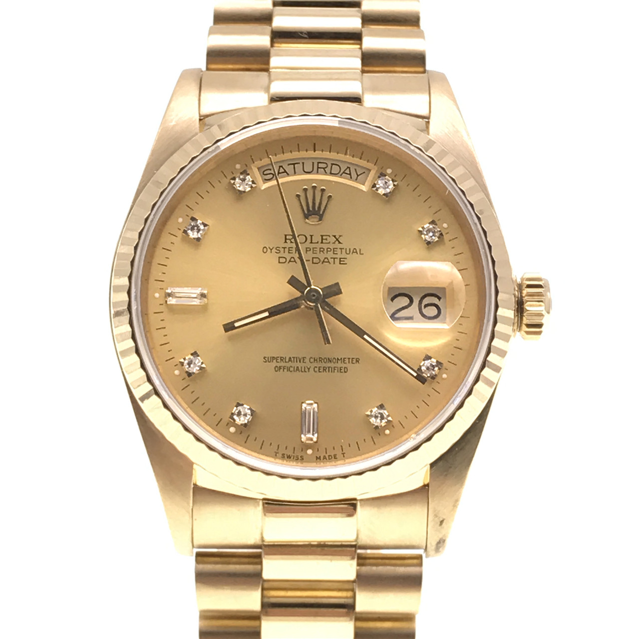 [无保留价][9.5新]劳力士18k金钻石自动机械男表 18038