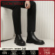 ThomWills男士切尔西靴商务正装真皮英伦厚底增高马丁靴男鞋冬季