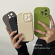 ANNACASE简约深色系创意圆形按钮适用苹果16promax手机壳iphone14磨砂12pro新款15全包13promax防摔保护套软
